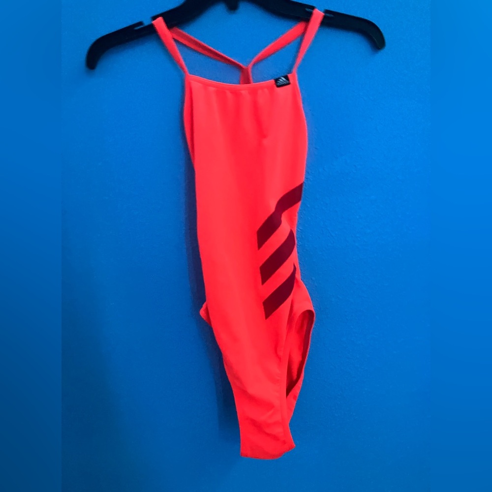 adidas girls Pro Big 3-Stripes Swimsuit